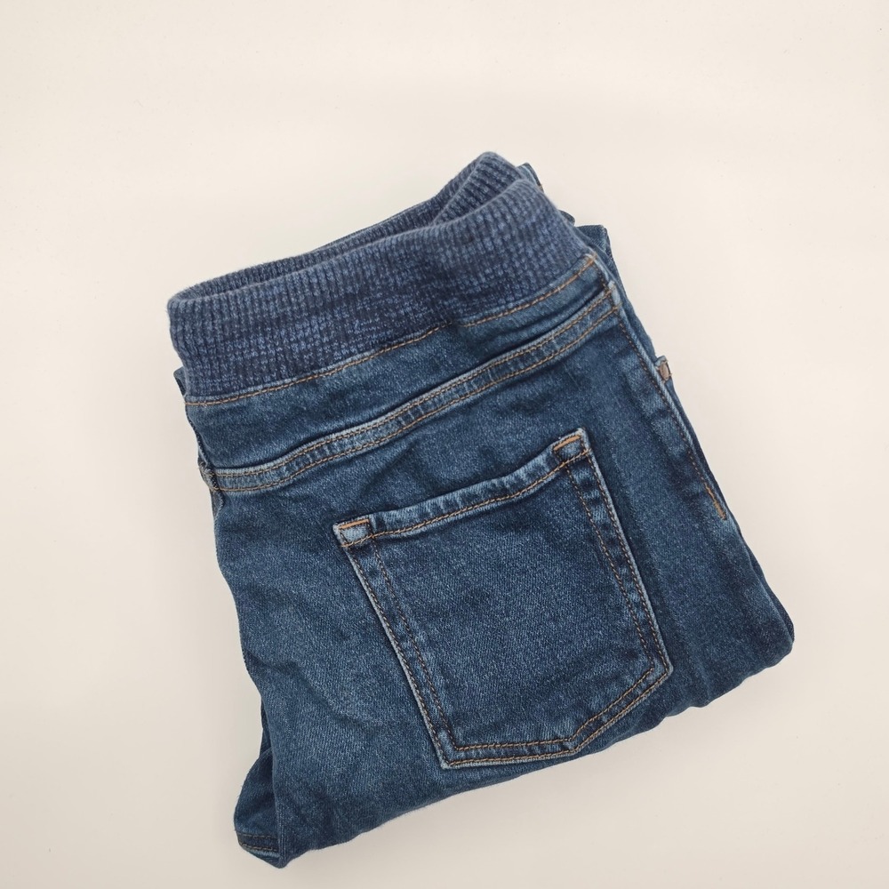 Lands End Pull On Jeans Kids L 14-16 Blue Good Stretch Denim Knit Waist
